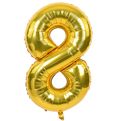 TONIFUL HJN6 Number balloon 8 gold, Acrylic von TONIFUL