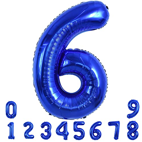 TONIFUL 40 Zoll Nummer Folienballon 0 to 9 in Marineblau Helium Zahlenballon Riesenzahl Luftballon Nummer 6 Heliumballons für Geburtstag, Hochzeit, Jubiläum Party Dekoration（Zahl 6） von TONIFUL