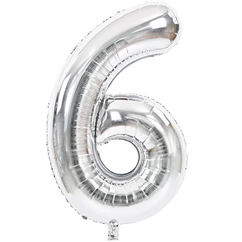 TONIFUL 8GCP Number balloon 6 Silver, Acrylic von TONIFUL