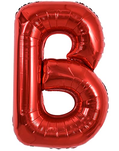 TONIFUL 40 Zoll große leuchtend rote Buchstabenballons A-Z, riesige Heliumfolie großer Buchstabe B Ballon für Geburtstagsfeier Jahrestag Hochzeit Dekoration. von TONIFUL