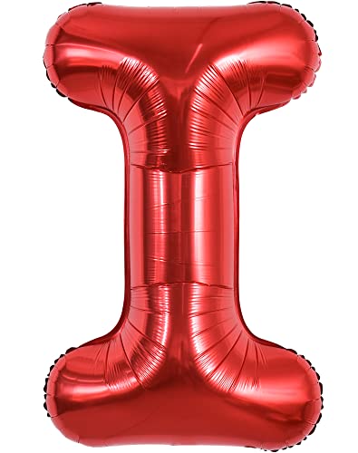 TONIFUL 40 Zoll große leuchtend rote Buchstabenballons A-Z, riesige Heliumfolie großer Buchstabe I Ballon für Geburtstagsfeier Jahrestag Hochzeit Dekoration. von TONIFUL