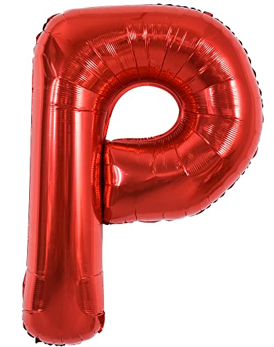 TONIFUL 40 Zoll große leuchtend rote Buchstabenballons A-Z, riesige Heliumfolie großer Buchstabe P Ballon für Geburtstagsfeier Jahrestag Hochzeit Dekoration. von TONIFUL