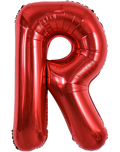TONIFUL 40 Zoll große leuchtend rote Buchstabenballons A-Z, riesige Heliumfolie großer Buchstabe R Ballon für Geburtstagsfeier Jahrestag Hochzeit Dekoration. von TONIFUL