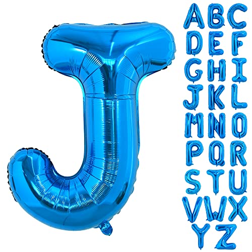 TONIFUL 40 Zoll großer Blau Buchstabe J Ballon, riesiger Buchstabenballon, großer Folienballon für Geburtstagsfeier, Jubiläumsdekoration von TONIFUL