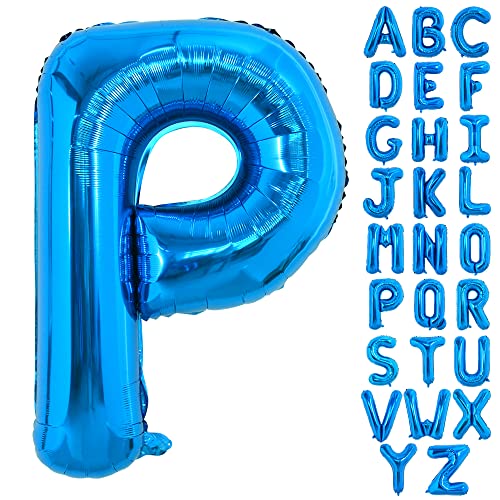TONIFUL 40 Zoll großer Blau Buchstabe P Ballon, riesiger Buchstabenballon, großer Folienballon für Geburtstagsfeier, Jubiläumsdekoration von TONIFUL