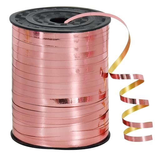 457 m Ringelband, Ballonband, glänzendes Metallband, Ballonschnur für DIY-Dekoration, Geschenkverpackung, Bänder und Schleifen für Weihnachten, Neujahr, Geburtstag, Abschlussbedarf (Roségold) von TONIFUL