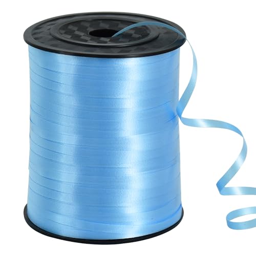 TONIFUL 457 m Ringelband, Ballonband für Kunst und Handwerk, Dekoration, Geschenkverpackung, Bänder und Schleifen für Weihnachten, Neujahr, Geburtstag, Abschlussbedarf (Hellblau) von TONIFUL