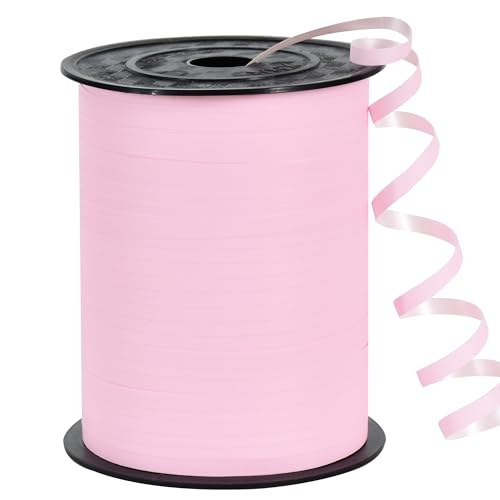 TONIFUL 457 m Ringelband, Ballonband für Kunst und Handwerk, Dekoration, Geschenkverpackung, Bänder und Schleifen für Weihnachten, Neujahr, Geburtstag, Abschlussbedarf (Pastellrosa) von TONIFUL