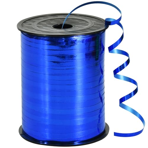 TONIFUL 457,4 m Ringelband, Ballon-Schnur – Glänzend Blau Metallic für DIY Dekor, Geschenkverpackung, Schleifen für Weihnachten, Neujahr, Geburtstag, Abschluss von TONIFUL