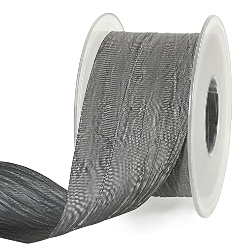 TONIFUL 5cm x 20m grau Satinband Farbiges Stoffband, starkes Faltenband, knitterartiges Webband für Blumenverpackungen, Geschenkverpackungen, Hochzeit, Geburtstag, Valentinstag, Weihnachten von TONIFUL