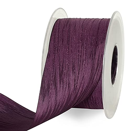 TONIFUL 5cm x 20m lila Satinband Farbiges Stoffband, starkes Faltenband, knitterartiges Webband für Blumenverpackungen, Geschenkverpackungen, Hochzeit, Geburtstag, Valentinstag, Weihnachten von TONIFUL