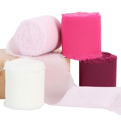 TONIFUL Chiffonband in Hot Pink, 4 Rollen, 3,8 cm x 5,5 m, Seidenband für Geschenkverpackungen, Hochzeit, Party, Dekoration, Blumenstrauß, Verpackung, Schleifen, Basteln, Basteln TONIFUL Chiffonband in Hot Pink, 4 Rollen, 3,8 cm x 5,5 m, Seidenband für Geschenkverpackungen, Hochzeit, Party, Dekoration, Blumenstrauß, Verpackung, Schleifen, Basteln, Basteln von TONIFUL