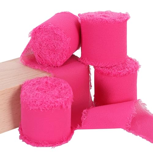 TONIFUL Chiffonband in Hot Pink, 4 Rollen, 3,8 cm, 5,5 m, Stoffseide für Geschenkverpackungen, Hochzeits-Party-Dekoration, Blumenstrauß, Schleifen, Bastelarbeiten TONIFUL Chiffonband in Hot Pink, 4 Rollen, 3,8 cm, 5,5 m, Stoffseide für Geschenkverpackungen, Hochzeits-Party-Dekoration, Blumenstrauß, Schleifen, Bastelarbeiten von TONIFUL