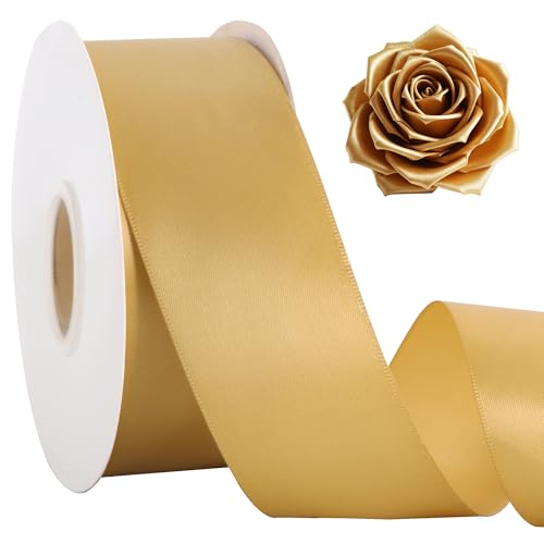 TONIFUL 5 cm x 45,7 m goldenes Satinband, breit, solides Stoffband für Geschenkverpackungen, Blumensträuße, Schleifen und Bastelarbeiten, Weihnachten, Valentinstag, Geburtstag, Hochzeit und TONIFUL 5 cm x 45,7 m goldenes Satinband, breit, solides Stoffband für Geschenkverpackungen, Blumensträuße, Schleifen und Bastelarbeiten, Weihnachten, Valentinstag, Geburtstag, Hochzeit und von TONIFUL