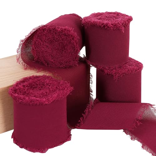 TONIFUL Dunkelviolettes Chiffonband, 3,8 cm, 5,5 m – Seidenstoff für Geschenkverpackungen, Hochzeits-Party-Dekoration, Blumenstrauß, Schleifen, Basteln von TONIFUL