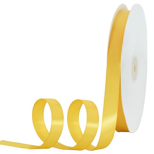 TONIFUL Gelbes Satinband, 1,6 cm x 91,4 m, dünnes, solides Frabic-Band zum Nähen, Basteln, Schleifen, Geschenkverpackungen, Einladungskarten, Hochzeitsfeier, Valentinstagsdekoration TONIFUL Gelbes Satinband, 1,6 cm x 91,4 m, dünnes, solides Frabic-Band zum Nähen, Basteln, Schleifen, Geschenkverpackungen, Einladungskarten, Hochzeitsfeier, Valentinstagsdekoration von TONIFUL