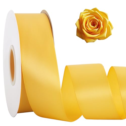 TONIFUL Gelbes Satinband für Geschenkverpackungen, Hochzeitsdekoration, Kranz, Nähen, Basteln, Haarschmuck, Blumen, Schleifen, Valentinstag, Geburtstag, Weihnachtsdekoration, 3,8 cm x 45,7 m TONIFUL Gelbes Satinband für Geschenkverpackungen, Hochzeitsdekoration, Kranz, Nähen, Basteln, Haarschmuck, Blumen, Schleifen, Valentinstag, Geburtstag, Weihnachtsdekoration, 3,8 cm x 45,7 m von TONIFUL