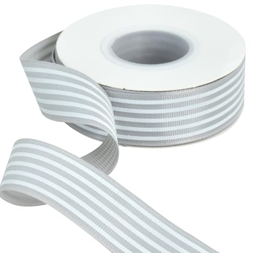 TONIFUL Grau-weiß gestreiftes Band, 2,5 cm breit, Stoff-Ripsbänder, 22,8 m Rolle für Geschenkverpackungen, Valentinstag, DIY-Haar-Accessoires, Basteln, Party, Urlaub, Hochzeit, Weihnachten, TONIFUL Grau-weiß gestreiftes Band, 2,5 cm breit, Stoff-Ripsbänder, 22,8 m Rolle für Geschenkverpackungen, Valentinstag, DIY-Haar-Accessoires, Basteln, Party, Urlaub, Hochzeit, Weihnachten, von TONIFUL