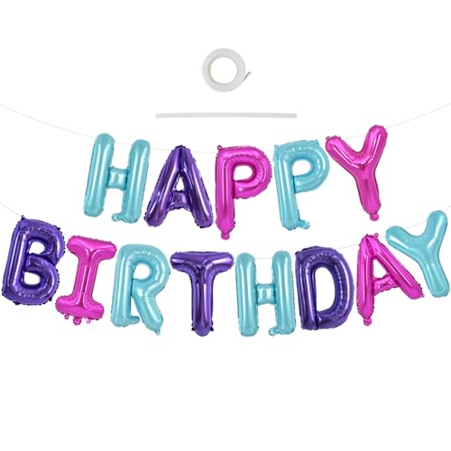 TONIFUL "Happy Birthday"-Ballon-Banner mit Schleifenband, 40,6 cm, Mylar-Buchstaben, Geburtstagsschild, Banner, Ballon-Wimpelkette, wiederverwendbar, für Mädchen, Kinder und Erwachsene, Geburtstag, TONIFUL "Happy Birthday"-Ballon-Banner mit Schleifenband, 40,6 cm, Mylar-Buchstaben, Geburtstagsschild, Banner, Ballon-Wimpelkette, wiederverwendbar, für Mädchen, Kinder und Erwachsene, Geburtstag, von TONIFUL