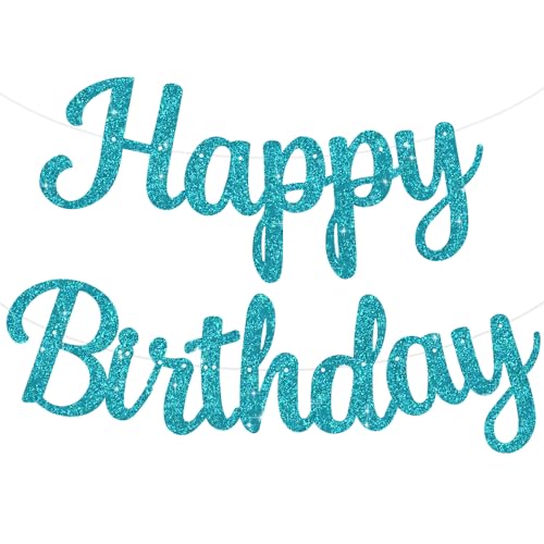 TONIFUL Hellblau Happy Birthday Banner.NO DIY 10Füße, Pre-Strung-Glitter Happy Birthday Zeichen, Happy Birthday Girlande, Happy Birthday Hintergrund, Happy Birthday Dekorationen für Frauen TONIFUL Hellblau Happy Birthday Banner.NO DIY 10Füße, Pre-Strung-Glitter Happy Birthday Zeichen, Happy Birthday Girlande, Happy Birthday Hintergrund, Happy Birthday Dekorationen für Frauen von TONIFUL