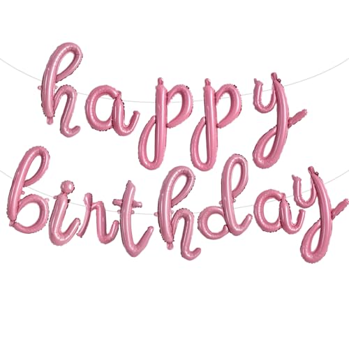 TONIFUL Hellrosa "Happy Birthday"-Ballon-Banner, kursive Happy Birthday-Ballons, hellrosa, Geburtstagsdekorationen, hellrosa Mylar-Folie, Geburtstagsballons für Kinder und Erwachsene TONIFUL Hellrosa "Happy Birthday"-Ballon-Banner, kursive Happy Birthday-Ballons, hellrosa, Geburtstagsdekorationen, hellrosa Mylar-Folie, Geburtstagsballons für Kinder und Erwachsene von TONIFUL