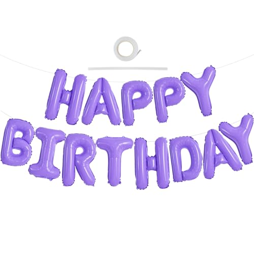 TONIFUL Licht Lila Happy Birthday Ballon Girlande,16 Zoll Licht Lila Folie Happy Birthday Folienballon Luftballon Geburtstagsballon Banner Helium Ballon für Geburtstag Party, Geburtstagsbanner TONIFUL Licht Lila Happy Birthday Ballon Girlande,16 Zoll Licht Lila Folie Happy Birthday Folienballon Luftballon Geburtstagsballon Banner Helium Ballon für Geburtstag Party, Geburtstagsbanner von TONIFUL