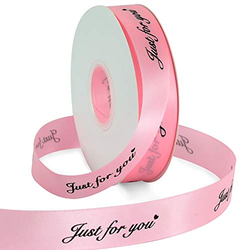 TONIFUL JUST FOR YOU Satinband 25mm, 45m, Pink, Geschenkband Der Valentinstag Verpackung von Geschenken, für Hochzeit, Geburtstag, Blumen, Verpackung von Kuchen, Geschenkverpackung, Dekoration von TONIFUL