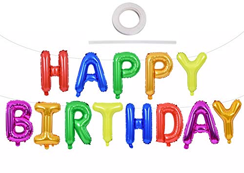 TONIFUL Mehrfarbig Happy Birthday Ballon Girlande,16 Zoll Mehrfarbig Folie Happy Birthday Folienballon Luftballon Geburtstagsballon Banner Helium Ballon für Geburtstag Party, Geburtstagsbanner TONIFUL Mehrfarbig Happy Birthday Ballon Girlande,16 Zoll Mehrfarbig Folie Happy Birthday Folienballon Luftballon Geburtstagsballon Banner Helium Ballon für Geburtstag Party, Geburtstagsbanner von TONIFUL
