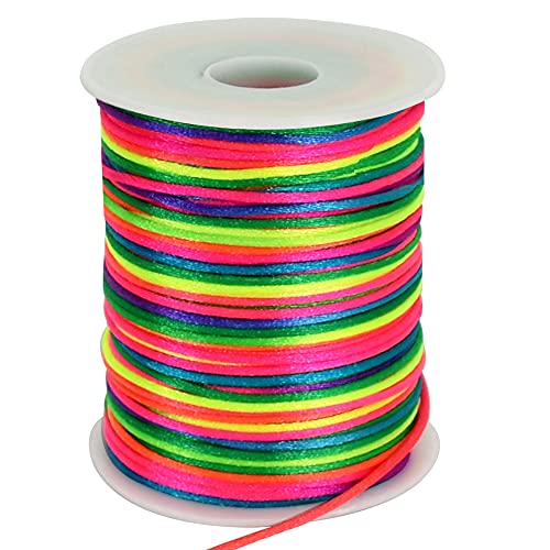 TONIFUL 2mm x 100m Nylonschnur Regenbogen, Satinschnur für Armbänder, Schmuckherstellung, Rattail, Makramee, gewachste Zierkordel, Halskette, Perlenfaden, Kumihimo, chinesische Knotenkunst TONIFUL 2mm x 100m Nylonschnur Regenbogen, Satinschnur für Armbänder, Schmuckherstellung, Rattail, Makramee, gewachste Zierkordel, Halskette, Perlenfaden, Kumihimo, chinesische Knotenkunst von TONIFUL