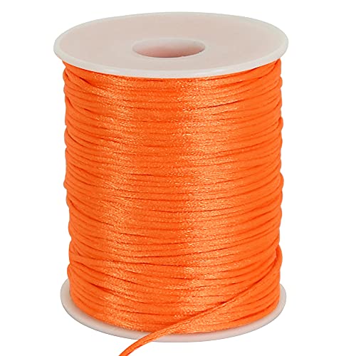 TONIFUL 2mm x 100m Nylonschnur Orange, Satinschnur für Armbänder, Schmuckherstellung, Rattail, Makramee, gewachste Zierkordel, Halskette, Perlenfaden, Kumihimo, chinesische Knotenkunst TONIFUL 2mm x 100m Nylonschnur Orange, Satinschnur für Armbänder, Schmuckherstellung, Rattail, Makramee, gewachste Zierkordel, Halskette, Perlenfaden, Kumihimo, chinesische Knotenkunst von TONIFUL
