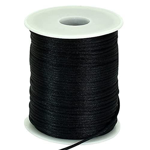 TONIFUL 2mm x 100m Nylonschnur Schwarz, Satinschnur für Armbänder, Schmuckherstellung, Rattail, Makramee, gewachste Zierkordel, Halskette, Perlenfaden, Kumihimo, chinesische Knotenkunst TONIFUL 2mm x 100m Nylonschnur Schwarz, Satinschnur für Armbänder, Schmuckherstellung, Rattail, Makramee, gewachste Zierkordel, Halskette, Perlenfaden, Kumihimo, chinesische Knotenkunst von TONIFUL