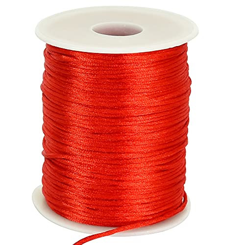 TONIFUL 2mm x 100m Nylonschnur rot, Satinschnur für Armbänder, Schmuckherstellung, Rattail, Makramee, gewachste Zierkordel, Halskette, Perlenfaden, Kumihimo, chinesische Knotenkunst TONIFUL 2mm x 100m Nylonschnur rot, Satinschnur für Armbänder, Schmuckherstellung, Rattail, Makramee, gewachste Zierkordel, Halskette, Perlenfaden, Kumihimo, chinesische Knotenkunst von TONIFUL