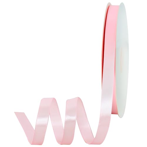 Toniful Satinband, dünnes, einfarbiges Stoffband für Einladungen, Geschenkverpackungen, Schleifenherstellung, Blumensträuße, Valentinstags-, Hochzeits-, Party-Dekoration, 1,27 cm x 91 m, Pink von TONIFUL