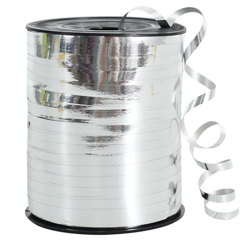 TONIFUL 457 m Ringelband, Ballonband, glänzendes silberfarbenes Metallband, Ballonschnur für DIY-Dekoration, Geschenkverpackung, Bänder und Schleifen für Weihnachten, Neujahr, Geburtstag, TONIFUL 457 m Ringelband, Ballonband, glänzendes silberfarbenes Metallband, Ballonschnur für DIY-Dekoration, Geschenkverpackung, Bänder und Schleifen für Weihnachten, Neujahr, Geburtstag, von TONIFUL