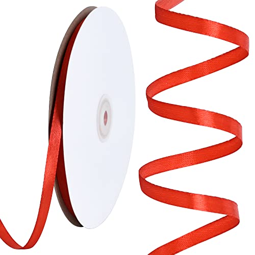 TONIFUL Rotes Satinband, 0,6 cm x 91,4 m, dünnes einfarbiges Satinband für Geschenkverpackungen, Basteln, Haarschleifen, Hochzeitsdekoration, Einladungskarten, Blumensträuße TONIFUL Rotes Satinband, 0,6 cm x 91,4 m, dünnes einfarbiges Satinband für Geschenkverpackungen, Basteln, Haarschleifen, Hochzeitsdekoration, Einladungskarten, Blumensträuße von TONIFUL