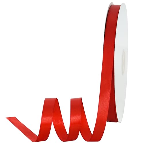 TONIFUL Satin Geschenkband Rot 1,25cm x 91m, 1 Rolle Schleifenband für Geschenkverpackung und Partydekoration, Hochwertiges Geschenkband Geburtstagsparty von TONIFUL