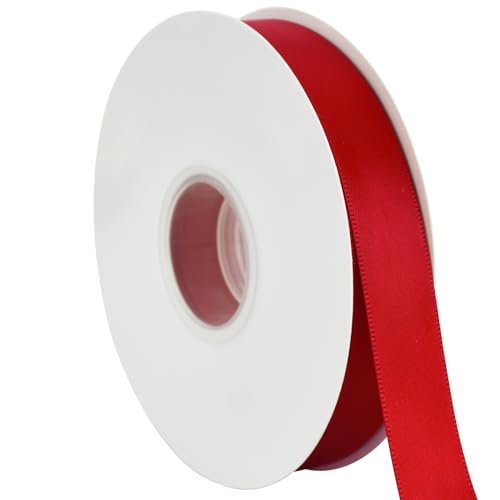 TONIFUL Rotes Satinband, 2,2 cm x 45,7 m, dünnes festes Stoffband für Geschenkverpackungen, Blumensträuße, Schleifen und Bastelarbeiten, Weihnachten, Valentinstag, Geburtstag, Hochzeit und TONIFUL Rotes Satinband, 2,2 cm x 45,7 m, dünnes festes Stoffband für Geschenkverpackungen, Blumensträuße, Schleifen und Bastelarbeiten, Weihnachten, Valentinstag, Geburtstag, Hochzeit und von TONIFUL