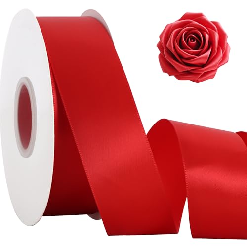 TONIFUL Rotes Satinband, 3,8 cm x 45,7 m, solides Stoffband für Geschenkverpackungen, Blumensträuße, Schleifen und Bastelarbeiten, Weihnachten, Valentinstag, Geburtstag, Hochzeit und Party-Dekoration TONIFUL Rotes Satinband, 3,8 cm x 45,7 m, solides Stoffband für Geschenkverpackungen, Blumensträuße, Schleifen und Bastelarbeiten, Weihnachten, Valentinstag, Geburtstag, Hochzeit und Party-Dekoration von TONIFUL