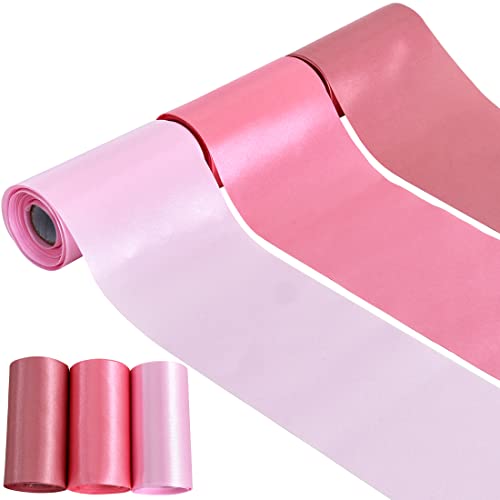TONIFUL Satinbänder, 3 Rollen im Set, 10 cm breit, Altrosa, Roségold, Hellrosa, zum Schneiden, Nähen, Partydekoration für Hochzeit, Geburtstag, Babyparty, Stuhlschärpe, Tischläufer, Outdoor, Hof von TONIFUL