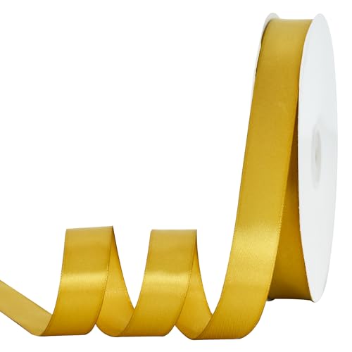 TONIFUL Satinband, 2,2 cm x 91,4 m, dunkelgoldfarben, dünn, solide, frabische Bänder für Geschenkverpackungen, Bastelarbeiten, Schleifen, Einladungen, Blumensträuße, Weihnachten, Hochzeit, Party, TONIFUL Satinband, 2,2 cm x 91,4 m, dunkelgoldfarben, dünn, solide, frabische Bänder für Geschenkverpackungen, Bastelarbeiten, Schleifen, Einladungen, Blumensträuße, Weihnachten, Hochzeit, Party, von TONIFUL