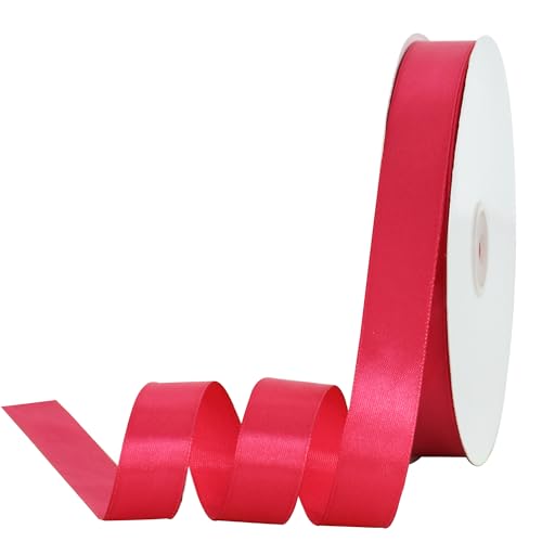 Toniful Satinband, dünne, einfarbige Stoffbänder für Geschenkverpackungen, Bastelarbeiten, Schleifen, Einladungen, Blumensträuße, Weihnachts-, Hochzeitsfeier-, Valentinstagsdekoration, 2,2 cm x 91 m von TONIFUL