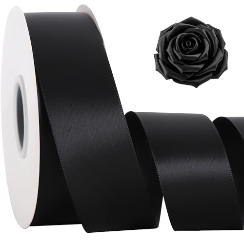 TONIFUL Schwarzes Satinband, 3,8 cm x 45,7 m, solides Stoffband für Geschenkverpackungen, Blumensträuße, Schleifen und Bastelarbeiten, Weihnachten, Valentinstag, Geburtstag, Hochzeit und TONIFUL Schwarzes Satinband, 3,8 cm x 45,7 m, solides Stoffband für Geschenkverpackungen, Blumensträuße, Schleifen und Bastelarbeiten, Weihnachten, Valentinstag, Geburtstag, Hochzeit und von TONIFUL