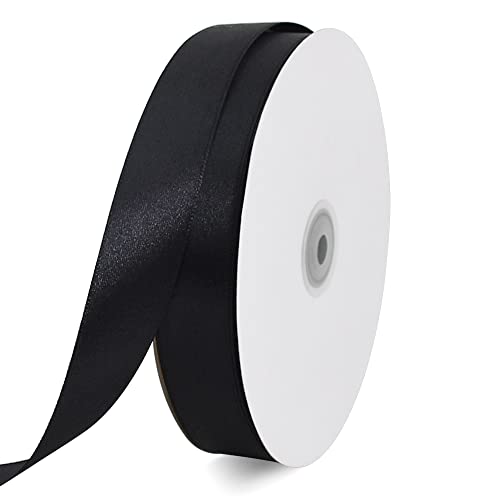 TONIFUL Satinband schwarz 25mm, 91 Meters Dekoration Geschenkband Fein Schleifenband, Stoffband für Hochzeit, Taufe und Geburtstag Geschenke Der Valentinstag Verpackung von Geschenken TONIFUL Satinband schwarz 25mm, 91 Meters Dekoration Geschenkband Fein Schleifenband, Stoffband für Hochzeit, Taufe und Geburtstag Geschenke Der Valentinstag Verpackung von Geschenken von TONIFUL