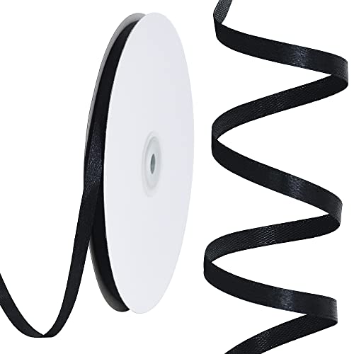 TONIFUL Schwarzes Satinband, 0,6 cm x 91,4 m, dünnes einfarbiges Satinband für Geschenkverpackungen, Basteln, Haarschleifen, Hochzeitsdekoration, Einladungskarten, Blumensträuße TONIFUL Schwarzes Satinband, 0,6 cm x 91,4 m, dünnes einfarbiges Satinband für Geschenkverpackungen, Basteln, Haarschleifen, Hochzeitsdekoration, Einladungskarten, Blumensträuße von TONIFUL