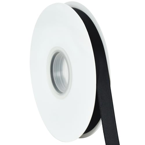 TONIFUL Schwarzes Satinband, 1,25 cm x 45,7 m, dünnes festes Stoffband für Geschenkverpackungen, Blumensträuße, Schleifen und Bastelarbeiten, Weihnachten, Valentinstag, Geburtstag, Hochzeit und von TONIFUL