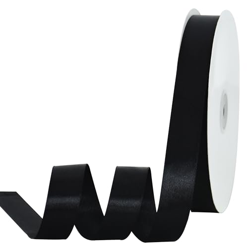 TONIFUL Schwarzes Satinband, 2,2 cm x 91,4 m, dünnes solides Frabic-Band für Geschenkverpackungen, Bastelarbeiten, Schleifen, Einladungen, Blumensträuße, Weihnachten, Hochzeit, Party, TONIFUL Schwarzes Satinband, 2,2 cm x 91,4 m, dünnes solides Frabic-Band für Geschenkverpackungen, Bastelarbeiten, Schleifen, Einladungen, Blumensträuße, Weihnachten, Hochzeit, Party, von TONIFUL