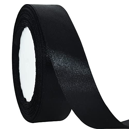 TONIFUL Schwarzes Satinband, 2,5 cm x 22,7 m, solide Seidenbänder für Geschenkverpackungen, Handwerk, Blumensträuße, Verpackung, Geburtstag, Geschenkverpackung, Valentinstag, Weihnachten, TONIFUL Schwarzes Satinband, 2,5 cm x 22,7 m, solide Seidenbänder für Geschenkverpackungen, Handwerk, Blumensträuße, Verpackung, Geburtstag, Geschenkverpackung, Valentinstag, Weihnachten, von TONIFUL