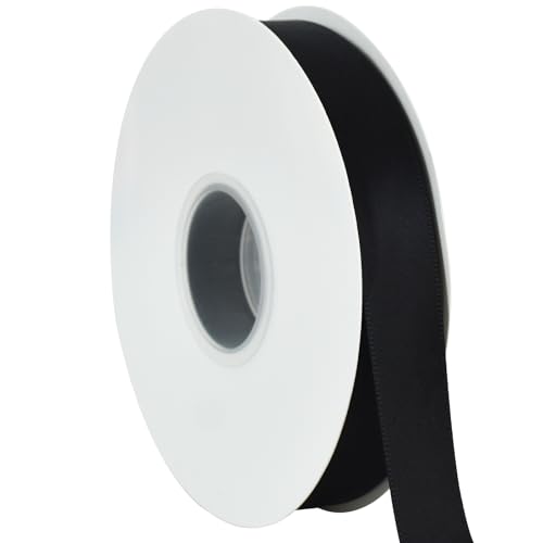 TONIFUL Schwarzes Satinband, 2,2 cm x 45,7 m, dünnes festes Stoffband für Geschenkverpackungen, Blumensträuße, Schleifen und Bastelarbeiten, Weihnachten, Valentinstag, Geburtstag, Hochzeit und TONIFUL Schwarzes Satinband, 2,2 cm x 45,7 m, dünnes festes Stoffband für Geschenkverpackungen, Blumensträuße, Schleifen und Bastelarbeiten, Weihnachten, Valentinstag, Geburtstag, Hochzeit und von TONIFUL