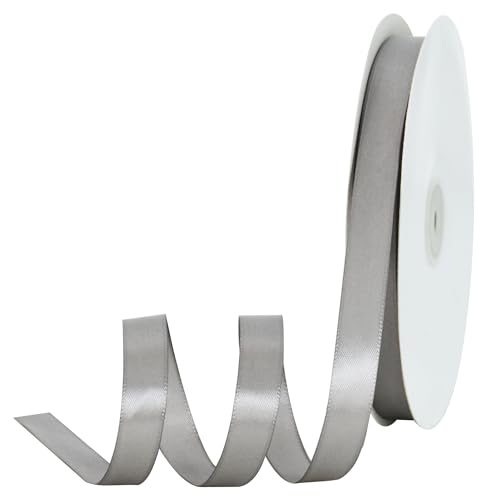 Silberfarbenes Satinband, 1,6 cm x 91,4 m, dünnes massives Frabic-Band zum Nähen, Basteln, Schleifen, Geschenkverpackungen, Einladungskarten, Hochzeitsfeier, Valentinstagsdekoration von TONIFUL