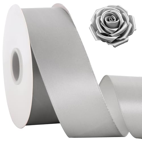 TONIFUL Silberfarbenes Satinband, breit, solides Stoffband für Geschenkverpackungen, Blumensträuße, Schleifen und Bastelarbeiten, Weihnachten, Valentinstag, Geburtstag, Hochzeit und Party-Dekoration, TONIFUL Silberfarbenes Satinband, breit, solides Stoffband für Geschenkverpackungen, Blumensträuße, Schleifen und Bastelarbeiten, Weihnachten, Valentinstag, Geburtstag, Hochzeit und Party-Dekoration, von TONIFUL